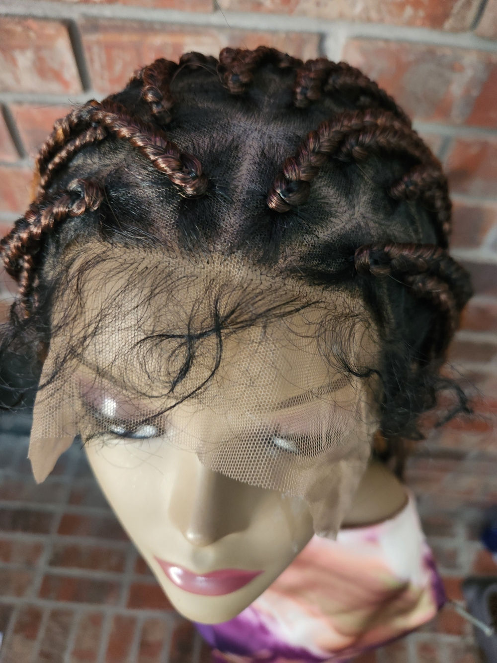 Hand-Braided Long Ombre Box Braids with Honey Blonde Highlights - Full Lace cap - Picture 4 of 7